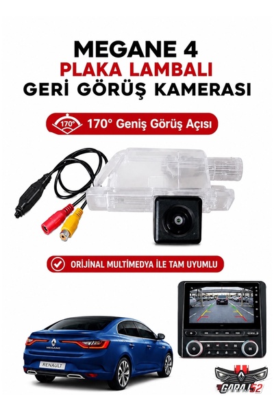 GARAJ 52 Renault Megane 4 Orijinal Multimedya Uyumlu Arka Görüş Kamerası - Pl...
