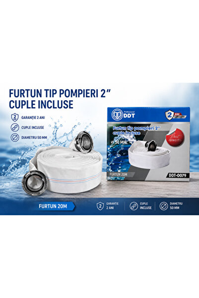 DDT Furtun de incendiu 2'' 20 m, 8 bar, cu cuplaje