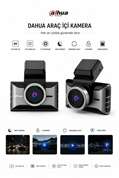 DAHUA S10 4K G-Sensör Gece Görüş Destekli Döngüsel Kayıt Yapabilen Geniş Açıl...