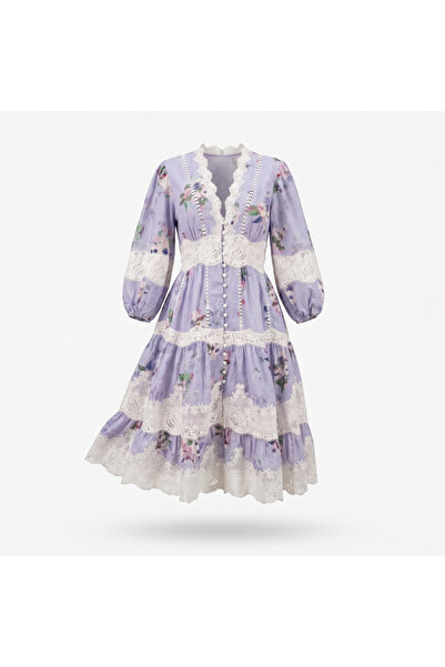Mazelf Baby&Kids Wear Zmr Detailed Lavender Dream Lace Detailed Dress