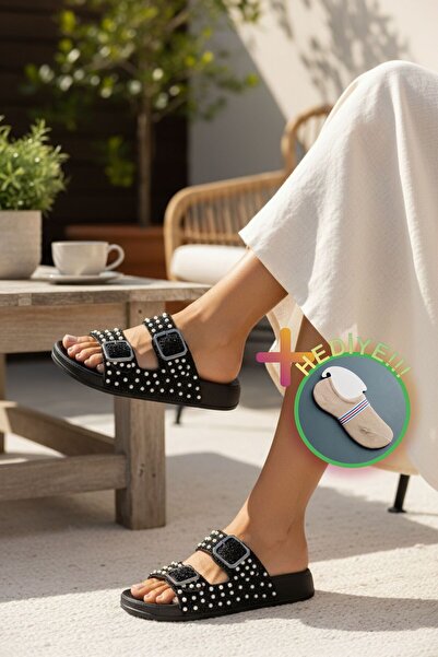 Pienn Summer's Shining Star: Women's Slippers with Crystal Bead Embroidery an...