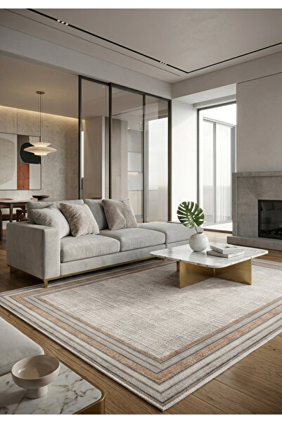 DOKURA HALI Modern Makinede Yıkanabilir Kaydırmaz Leke Tutmaz Salon Halı Otur...