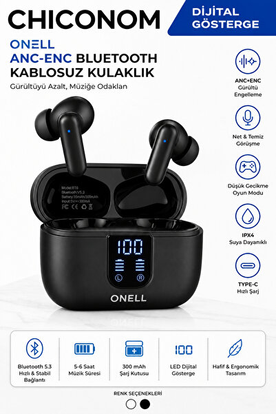 chiconom Onell ANC-ENC Bluetooth Kulaklık TWS Kablosuz Kulak İçi Kulaklık LED...