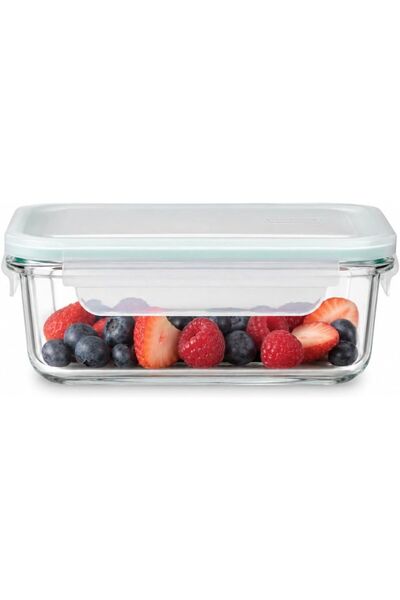 Glasslock Rectangular Glass Food Storage Container 400 ml, Leakproof Microwav...