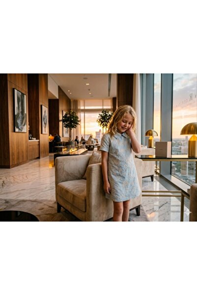 Hilal Akıncı Kids Girl's 100% Cotton Linen and Embroidered Dress