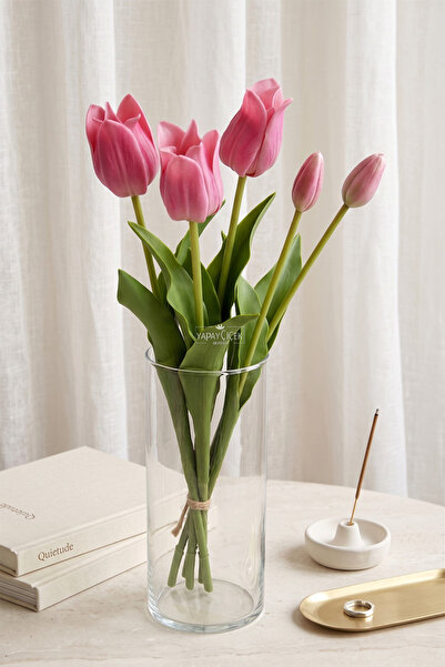 Yapay Çiçek Deposu Real Textured Premium 5-Branch Istanbul Tulip Bouquet 45 c...