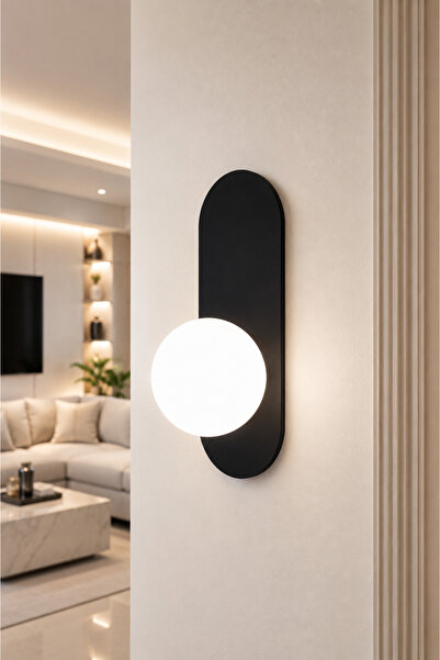 VENON 1 Piece Ellipse Metal Sconce Glop White Glass Wall Lamp Modern for Bedr...