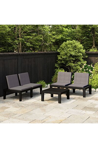 Concept Set mobilier de grădină cu perne, 3 piese, gri, plastic