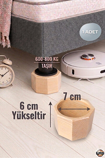 iDekor Robot Süpürge İçin Doğal Ahşap Koltuk Baza Yükseltici ” 6 cm Yükseltir...