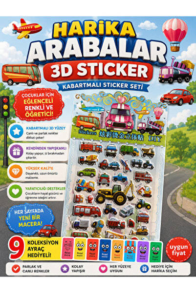 Pembe Pasaj Araba Sticker - Taşıt Sticker - Çocuklar İçin Kabartmalı Sticker ...