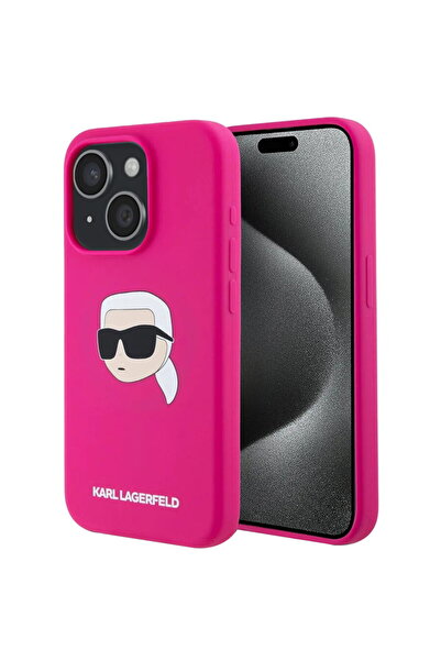Karl Lagerfeld Husă de silicon MagSafe (KLHMP15SSKHPPLF) Fuchsia Karl`s Head ...
