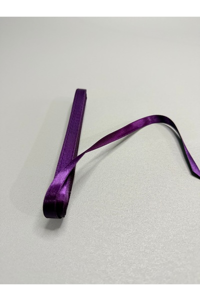 edalle Koyu Mor Saten Kurdele 1 Cm 10 Metre, Özel Gün Hediye Süsleme Kurdelesi