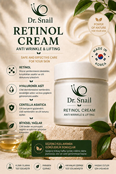 Dr. Snail Retinol Krem, Yaşlanma Karşıtı Cilt Yenileyici Yüz Kremi Hyalüronik...