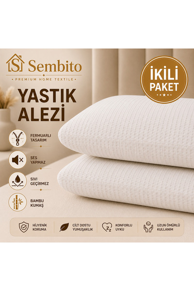 SEMBİTO Premıum Bamboo Yastık Koruyucu Alez 2'li