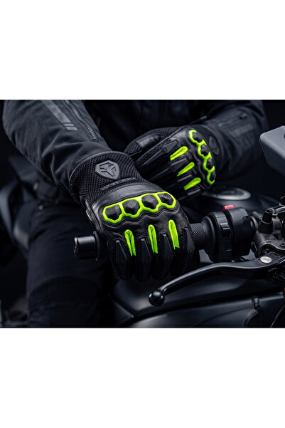 TAIPAN SPORTS Air G-Green Profesyonel Yazlık Motorsiklet eldiveni Deri Fileli...