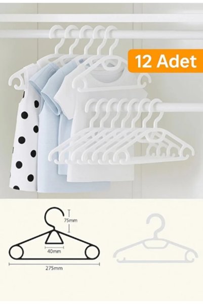 Webmall 12 Pieces Lily White Plastic Children's Clothes Hanger Baby Clothes Hanger