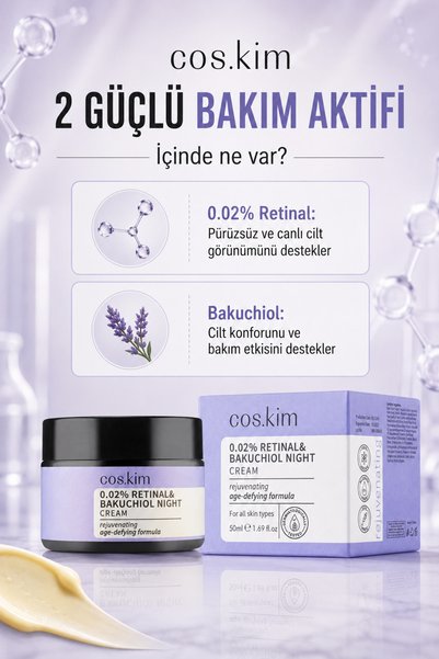 Cos.kim Retinal & Bakuchiol Anti-Aging Night Cream |   Retinal & Bakuchiol Night Cream 50ml