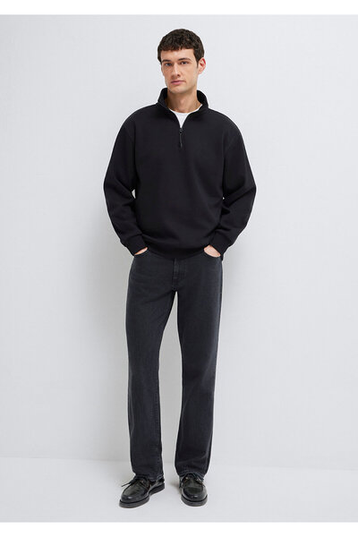 Mavi Yarı Fermuarlı Siyah Basic Sweatshirt 0S10278-900
