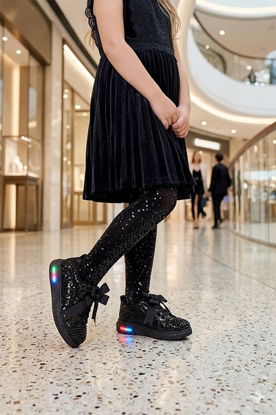 Kiko Kids Janes Işıklı Cırtlı Fiyonk Kız Bebek Spor Ayakkabı