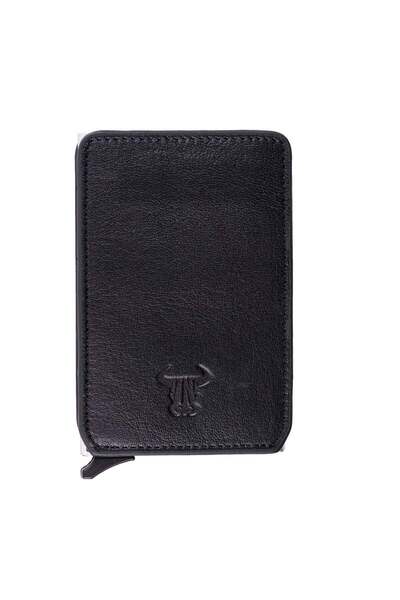 TORO NERO Portcard bărbătesc din piele naturală neagră Master Slide, protecți...