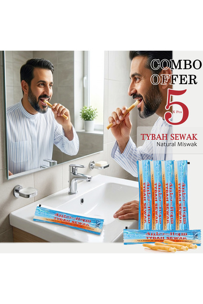 TYBAH SEWAK Natural Miswak Toothbrush X 5 Pcs