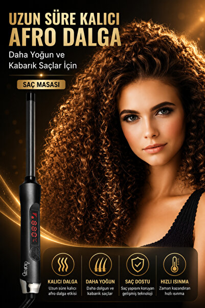 Hairens Hrs-140 Afro Dalga 9 mm Kıvırcık Saç Maşası, 20 Cm Ultra Uzun Başlık Eldiven
