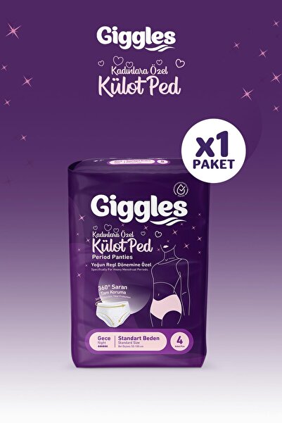 giggles Külot Ped (Regl Gece Külodu) Bel Ölçüsü 52-100 cm Standart Beden 1 Paket 4 Adet