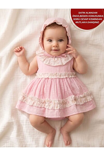 aysskids ELLİE Çiçek Yakalı Retro Bone Takımlı Bayramlık Özel Gün Kız Bebek R...