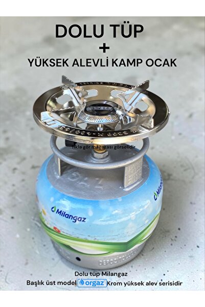 MİLANGAZ küçük dolu tüp hazır başlıklı set 2kg piknik tüpü dolu krom yüksek a...