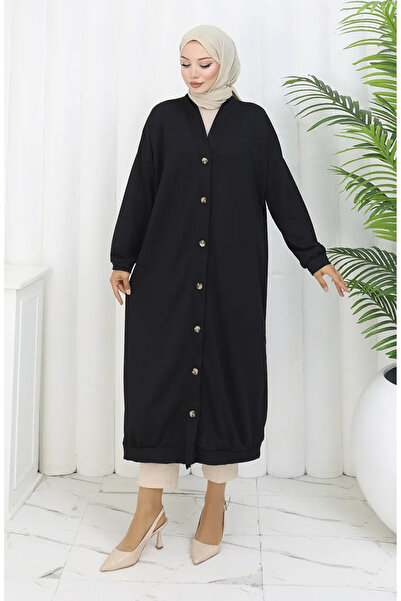 sefamerve Cardigan lung cu doi fire 0181-01 Negru