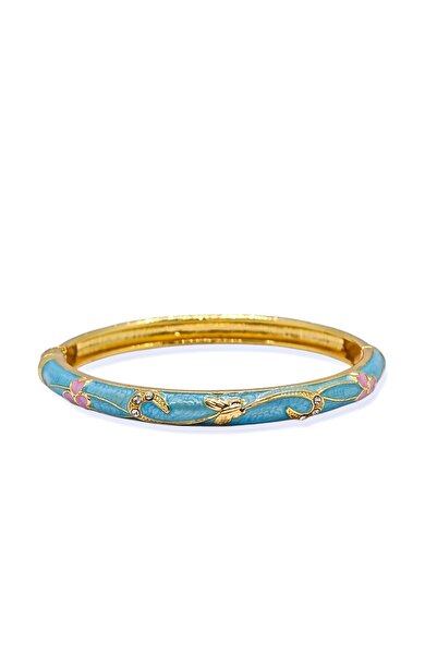 Duiwerlis Women's 1 Piece Colorful Enamel Flower Patterned Gold Color Handcuf...