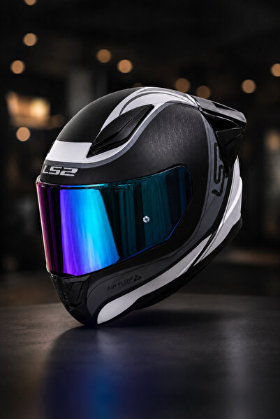 LS2 RAPID 2 RACE DEEPER MAT BEYAZ-SİYAH KASK (1 GÖKKUŞAĞI 1 ŞEFFAF VİZÖR)