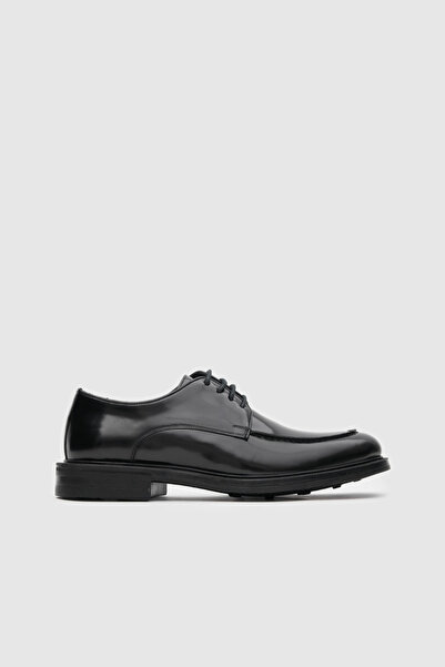 TOGO Men's Black Genuine Leather Laced Classic Shoes [052157]