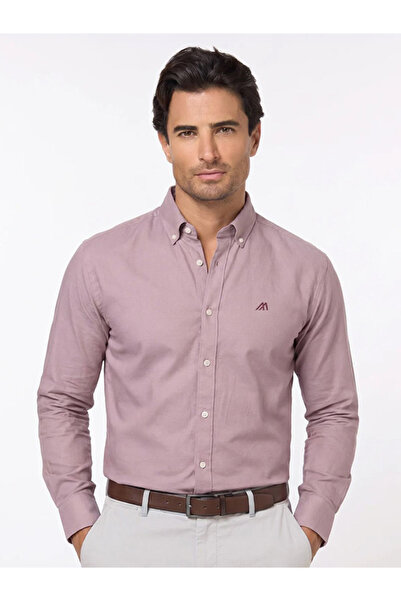 Mannerism The Blush Solid – Pink Oxford Shirt with Gentle Matte Finish, Slim Fit