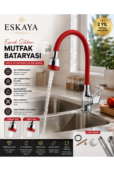 ESHOME Mix Hot and Cold Water Double Water Inlet Bendable Spout Kitchen and Sink Faucet Mixer