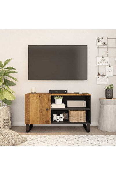 Concept Dulap TV 80x33x46 cm, lemn masiv de mango și lemn prelucrat