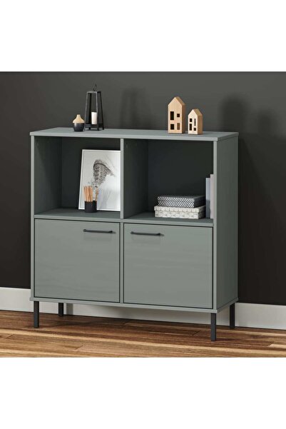 Concept Bibliotecă cu picioare metalice OSLO, gri, 90x35x90,5 cm, lemn