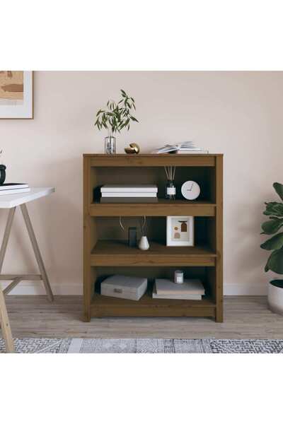 Concept Bibliotecă, maro miere, 80x35x97 cm, lemn masiv de pin