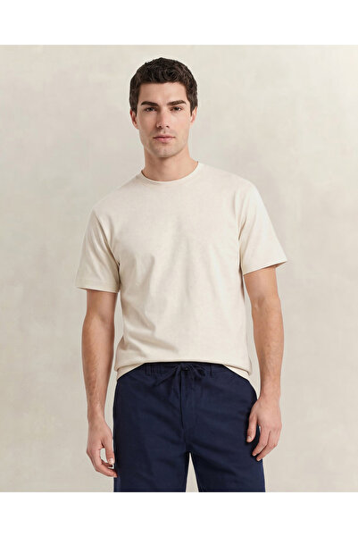 Gant Erkek Krem Bisiklet Yaka Regular Fit T-Shirt