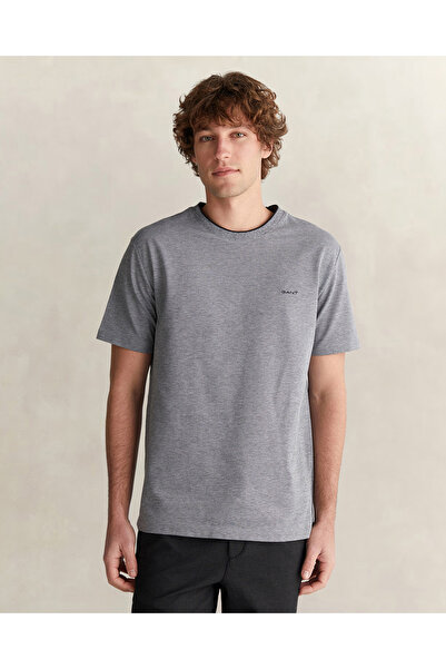 Gant Erkek Siyah Bisiklet Yaka Regular Fit T-Shirt