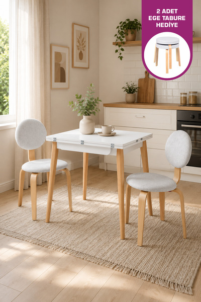 VİLİNZE Lodos Sandalye Avanos Ahşap MDF Mutfak Masası Takımı - 90x120 cm