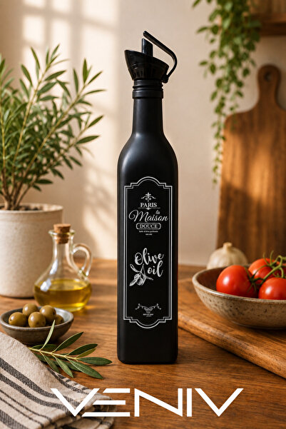 VENİV Decorative leak-proof lid glass oil and vinegar dispenser set - 500ml