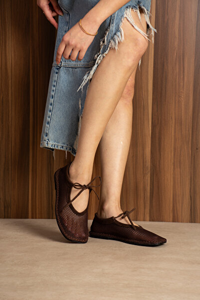 DUXAL SHOES John Kadın Kahverengi Nefes Alan File Babet Bağcıklı Yazlık Ayakkabı