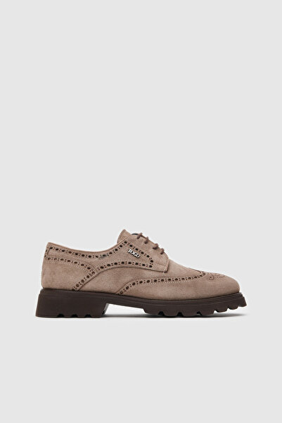 TOGO Men's Milk Brown Nubuck Leather Classic Shoes [052148]