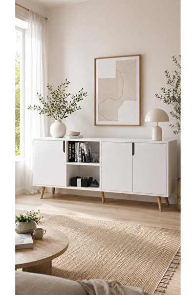 VM VERTEX MOBİLYA Latina Modern Konsol 3 Kapaklı 180 Cm Beyaz