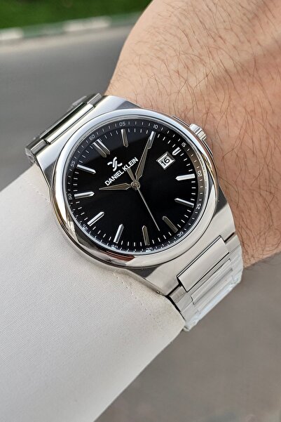 Daniel Klein Men's Wristwatch with Black Dial, Gray Color Strap, Calendar, Sa...