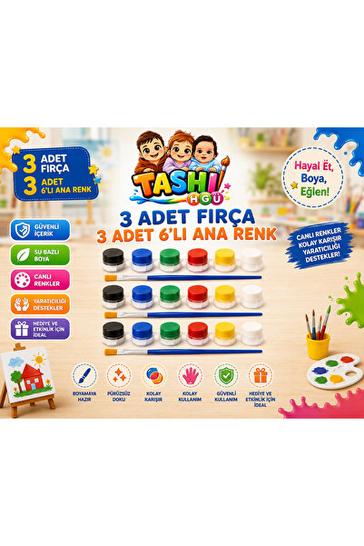 TASHI ART TASHI ANA RENKLER 6'LI (3ML) FIRÇALI TAŞ TOZU BOYAMA SETİ & AKTİVİT...