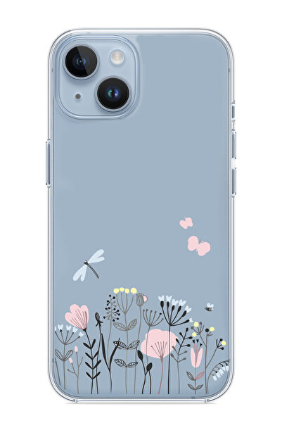 3GEN CASE iPhone 13/iPhone 14 Uyumlu Tatlı Çiçekler Serisi Temalı Şeffaf Sili...