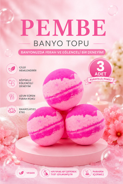 Vivaldi Home Pembe Banyo Topu,nem Bombası, Jakuzi, Küvet & Manikür, Pedikür T...