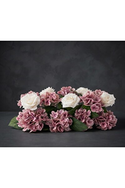 PAKETA Artificial Rose & Hydrangea Table Arrangement with Led Lighting